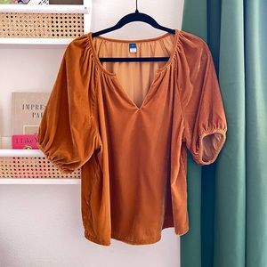 Old Navy Ocher Velvet Puff Sleeve Blouse